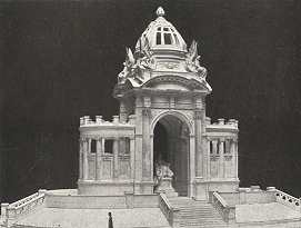 AZ ERZSÉBET-EMLÉKMŰ-PÁLYÁZAT<BR>FÜREDI ÉS FÖRK MŰVE<BR>
MEGVÉTELLEL KITÜNTETETT PÁLYAMŰ