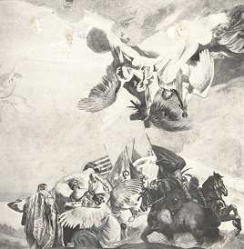 AZ ÚJ ORSZÁGHÁZ FALFESTMÉNYEI<BR>RÉSZLET A FŐRENDIHÁZ TÁRSALGÓJÁBÓL<BR>
A KERESZTÉNYSÉG TERJEDÉSE MAGYARORSZÁGON<BR>VAJDA ZSIGMOND FESTMÉNYE