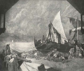 AZ ÚJ ORSZÁGHÁZA FALFESTMÉNYEI HALÁSZAT A BALATONON KRIESCH ALADÁR FESTMÉNYE