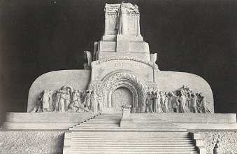 A KOSSUTH-EMLÉKMŰ PÁLYÁZAT<BR>KALLÓS, BÁLINT ÉS JÁMBOR MŰVE<BR>MEGVÉTELLEL KITÜNTETETT PÁLYAMŰ