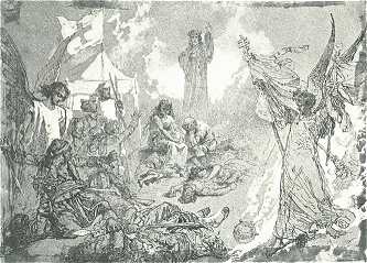 A VÖRÖS KERESZT EMBLÉMÁJA<BR>ZICHY MIHÁLY KRÉTARAJZA