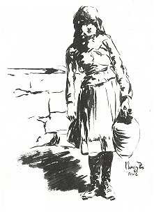 VÍZHORDÓ LEÁNY - NAGY ZSIGMOND RAJZA