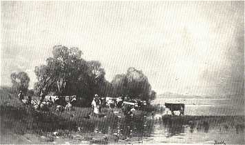 AZ ORVOS-SZÖVETSÉG KIÁLLÍTÁSA<BR>BALATONI TÁJ TEHENEKKEL ÉS BIRKÁKKAL<BR>MÉSZÖLY GÉZA OLAJFESTMÉNYE