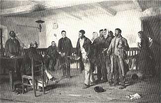 AZ ORVOS-SZÖVETSÉG KIÁLLÍTÁSA<BR>A BÍRÓ ELŐTT<BR>BIHARI SÁNDOR OLAJFESTMÉNYE