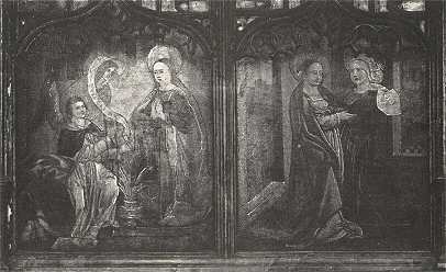 AZ ANGYALI ÜDVÖZLET, MÁRIA LÁTOGATÁSA<BR>A XV. SZÁZADBELI FŐLTÁR MENNYEZETÉBŐL