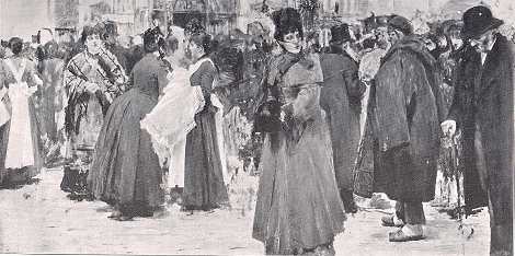 A MOSTANI OLASZ SÉTA GIACOMO FAVRETTO FESTMÉNYE AZ OLASZ KIRÁLYI CSALÁD KÉPTÁRÁBAN