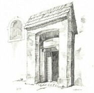 A BÁNKI TEMPLOM KAPUJA CSÁNYI KÁROLY RAJZA