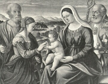 SZENT KATALIN ELJEGYZÉSE GIROLAMO DA SANTA CROCE FESTMÉNYE A LEDERER-GYŰJTEMÉNYBŐL