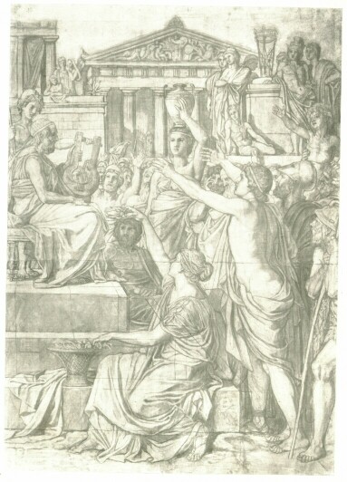 HOMÉROSZ ÜNNEPLÉSE LOTZ KÁROLY KARTÓNRAJZA AZ V. KER. GIMNÁZIUM SZÁMÁRA