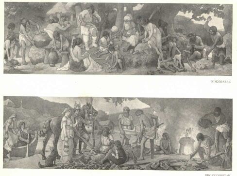 KŐKORSZAK, BRONZKORSZAK LÖSCHINGER HUGÓ FALFESTMÉNYEI A PÉCSI MÚZEUMBAN