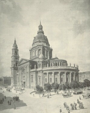 A SZENT ISTVÁN TEMPLOM DÉLKELETRŐL TEKINTVE NÁDLER RÓBERT VÍZFESTMÉNYE A SZÉKESFŐVÁROSI MÚZEUMBAN