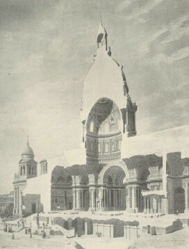 A SZENT ISTVÁN TEMPLOM HOSSZMETSZETE NÁDLER RÓBERT VÍZFESTMÉNYE A SZÉKESFŐVÁROSI MÚZEUMBAN