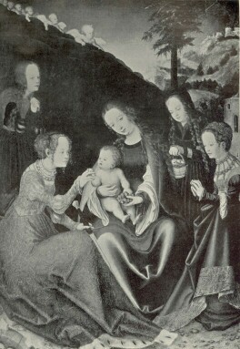 MADONNA SZENT NŐK TÁRSASÁGÁBAN LUCAS CRANACH FESTMÉNYE SZÉPMŰVÉSZETI MÚZEUM