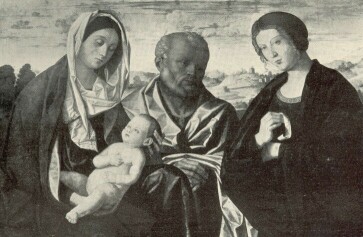 SZENT CSALÁD EGY SZENT NŐVEL VINCENZO CATENA FESTMÉNYE SZÉPMŰVÉSZETI MÚZEUM