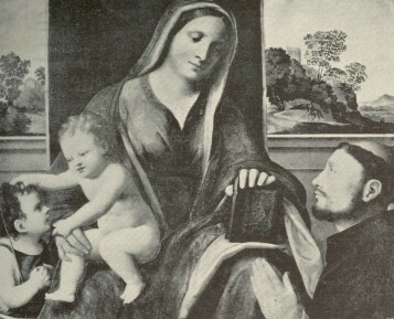 MADONNA KERESZTELŐ SZT. JÁNOSSAL ES A DONÁTORRAL GIACOMO PISTOJA FESTMÉNYE SZÉPMŰVÉSZETI MÚZEUM