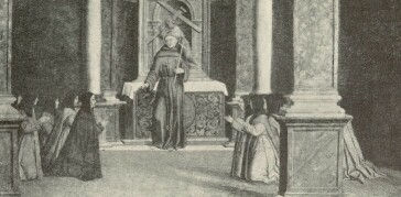 ASSISI SZT. FERENC ÁTADJA A SZERZETESI SZABVÁNYOKAT DOMENICO MORONENEK ATTRIBUÁLT FESTMÉNY VERONA, MUSEO CIVICO