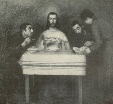 KRISZTUS ES AZ EMAUSZI IFJAK. 1903 KERNSTOCK KÁROLY FESTMÉNYE