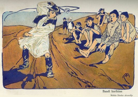 Bandi karikása Muhits Sándor akvarellje