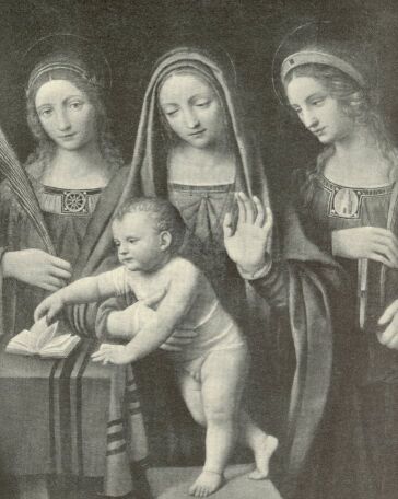 MADONNA, SZ. KATALIN �S SZ. BORB�LA BERNARDINO LUINI FESTM�NYE SZ�PM�V�SZETI M�ZEUM
