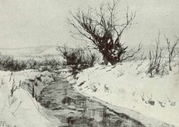 TÉLI TÁJ ARANYOSSY ÁKOS RÉZKARCA