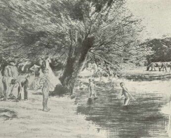 FÜRDŐ GYERMEKEK MAX LIEBERMANN RÉZKARCA