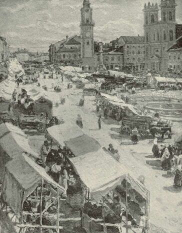 VÁSÁR BESZTERCEBÁNYÁN PERLMUTTER IZSÁK FESTMÉNYE