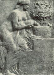 A KÉPZŐMŰVÉSZETI TÁRSULAT JUBILÁRIS PLAKETTJÉNEK VÁZLATA. ELSŐ DÍJAT NYERT PÁLYAMŰ RÓNA JÓZSEF MŰVE