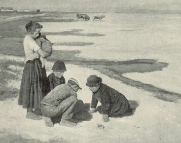 JÁTSZÓ GYERMEKEK A BALATON PARTJÁN GLATZ OSZKÁR FESTMÉNYE