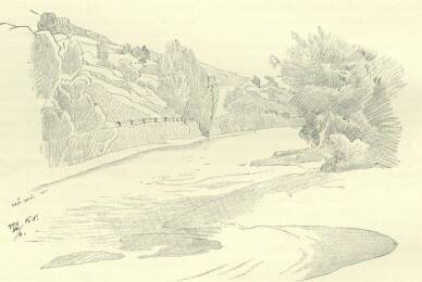 TÁJKÉPVÁZLAT KATONA NÁNDOR VÁZLATKÖNYVÉBŐL