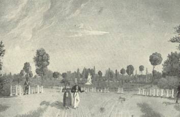 4. ÁBRA. A KISFALUDY-EMLÉKSZOBOR AKVARELJE A MAGYAR NEMZETI MÚZEUMBAN