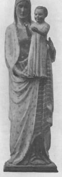 24. �BRA. UMBRIAI ISKOLA 1430 T�J�R�L: A MADONN�NAK �S GYERMEKNEK SZOBRA. FESTETT FA.