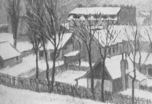 A MŰCSARNOK TAVASZI KIÁLLÍTÁSÁBÓL KÜLVÁROSI RÉSZLET ZÁHONYI GÉZA FESTMÉNYE