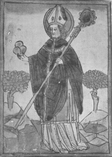 5. MYRIAI SZENT MIKLÓS. SZÍNEZETT FAMETSZET. EREDETI NAGYSÁG