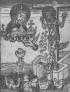 9. AZ AMSTERDAMI KABINET MESTERE: AZ EUCHARISTIA ALLEGÓRIÁJA. SZÍNEZETT FAMETSZET. EREDETI NAGYSÁG.