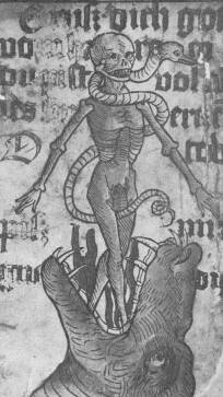 10. A HALÁL A POKOL TORKÁBAN. SZÍNEZETT FAMETSZET EREDETI NAGYSÁG.