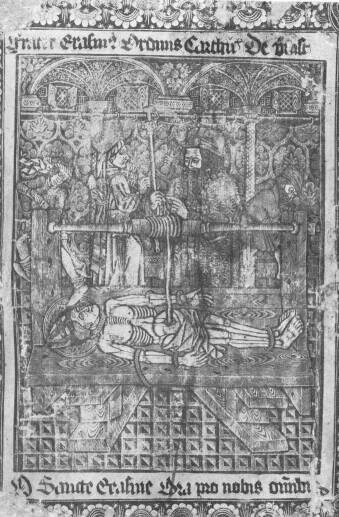 16. SZENT ERASMUS VÉRTANÚSÁGA. SZÍNEZETT ÉRCMETSZET. 2/3 NAGYSÁG