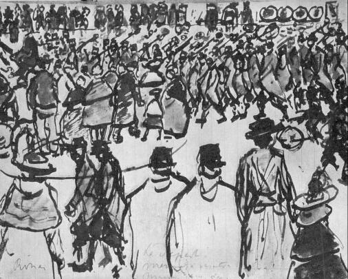 FRONTRA INDULÓ FRANCIA KATONÁK. RIPPL-RÓNAI JÓZSEF RAJZA