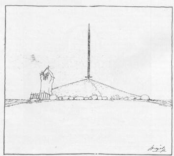 NAGY SÍKSÁGON FÖLDPIRAMIS ISTEN KARDJÁVAL ÉS ÚTSZÉLI TÉRDEPLŐVEL SPIEGEL FRIGYES MŰVE AZ ISTEN KARDJA — HŐSÖK EMLÉKE C. KIADVÁNYBÓL