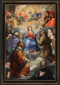 Közép- vagy észak-itáliai festő: Szűz Mária Szentháromsággal, szentekkel és donátorral